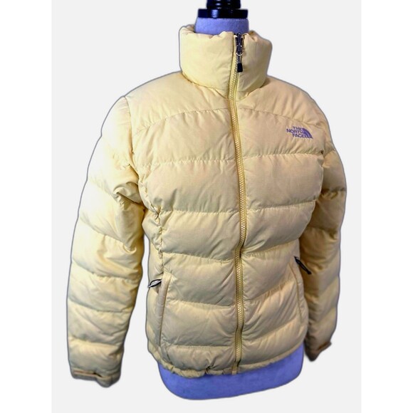North Face Womens Small Yellow Retro Nuptse Jacket Coat 700 Down Vintage Ladies - Picture 2 of 16